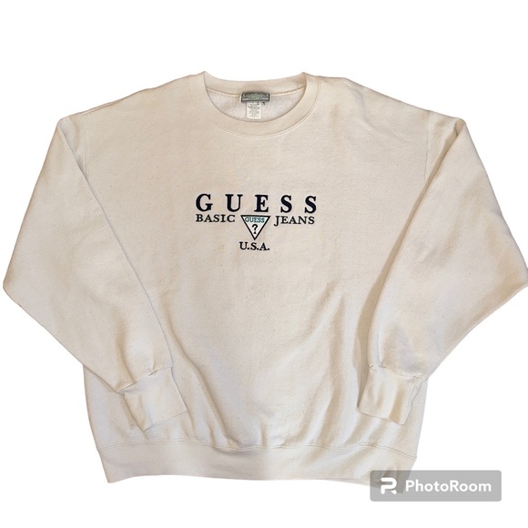 Vintage Guess Jeans Georges Marciano Design White Sweater Size Large